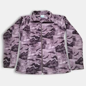 Columbia Jacket Womens Medium Multicolor Mountain Camo Fleece Full Zip Pink